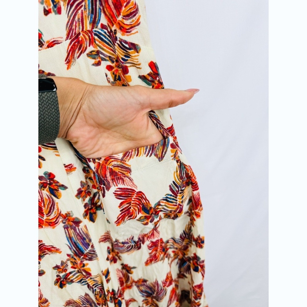 Free People Wide Leg Jumpsuit Size XS Boho Floral Front Tie Cropped Belted - Picture 7 of 15